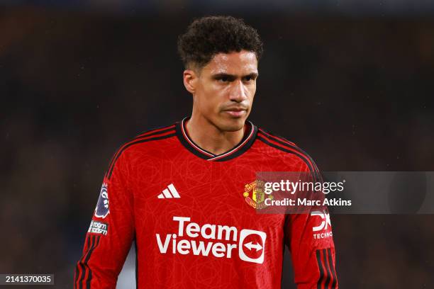 Raphael Varane of Manchester United during the Premier League match between Chelsea FC and Manchester United at Stamford Bridge on April 04, 2024 in...