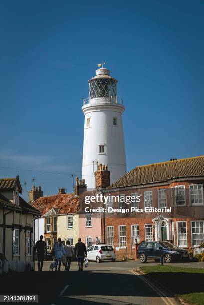 Southwold town and lighthouse, Suffolk, UK. Southwold, Suffolk, England.