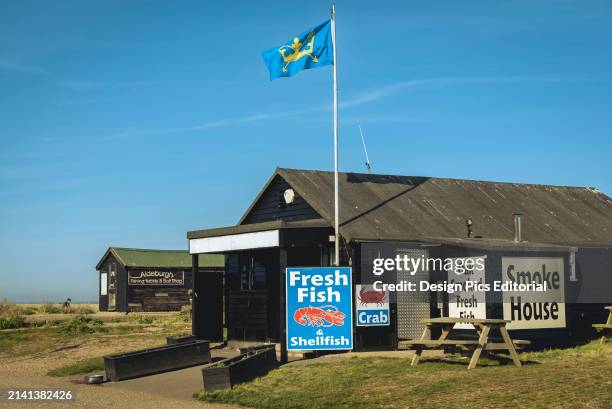 Seafood restaurant in the coastal town of Aldeburgh, Suffolk, UK. Aldeburgh, Suffolk, England.