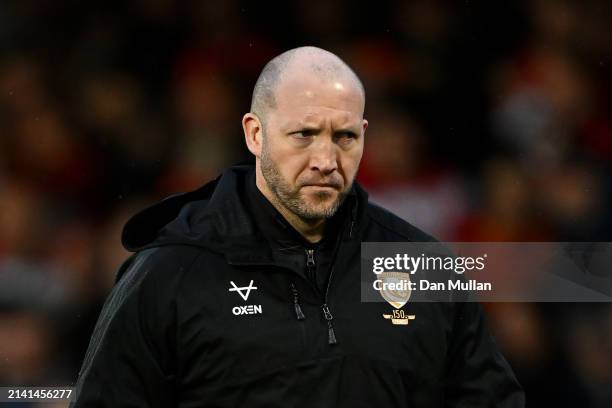 George Skivington, Director of Rugby of Gloucester Rugby, looks on prior to the EPCR Challenge Cup Round Of 16 match between Gloucester Rugby and...