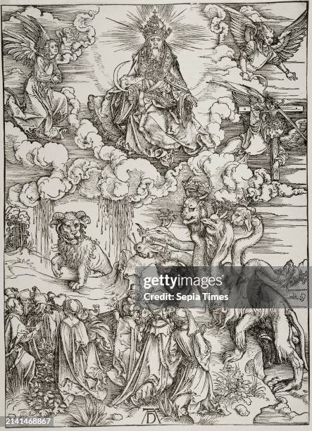The Apocalypse : The Seven-Headed Dragon and the Lamb-Horned Beast , Dürer, Albrecht, Engraver, Between 1496 and 1497, 4th quarter of the 15th...