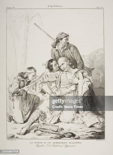 The Death of Guerriero Sulliotto, Antonio Viviani, No later than 1854, Graphic Art, Lithograph, The Greek War of Independence, which was fought...