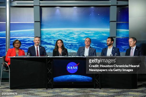 Announces the companies selected to develop lunar terrain vehicles for its Artemis moon missions during a press conference on Wednesday, April 3 in...
