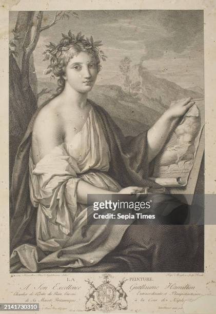 The Painting, Raphael Morghen, 1758-1833 Graphic Art, Copper Engraving, Below the drawing of the Belvedere Torso is a quote from Horace’s , Ars...