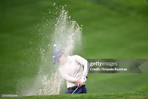 Yuka Saso of Japan plays a bunker shot on the 13th hole on day three of the T-Mobile Match Play presented by MGM Rewards at Shadow Creek at Shadow...