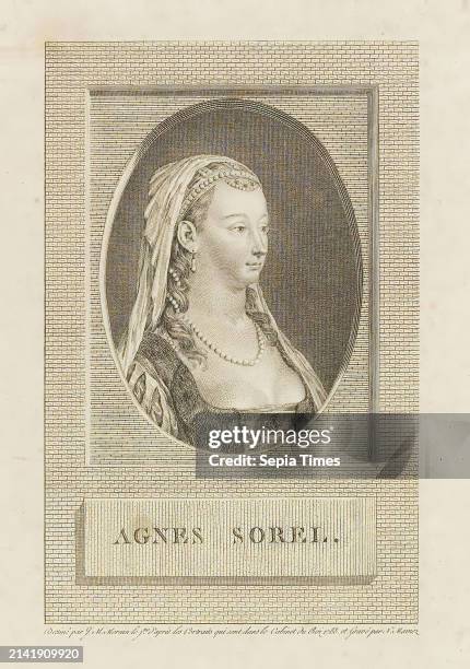 Agnes Sorel. Designed by J.M. Moreau le jne. After the Portraits which are in the Cabinet of the King 1788, and engraved by N. Maviez.