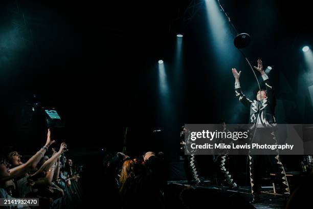Pelle Almqvist of The Hives performs at Cardiff University on April 05, 2024 in Cardiff, Wales.