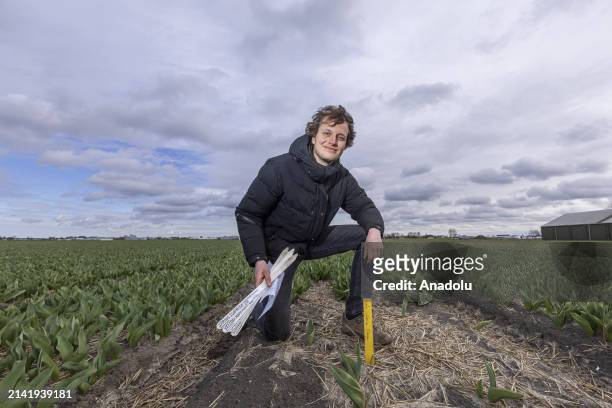 Allan Visser, a third generation tulip farmer is seen after showing 'Theo' in action, the H2L Robotics creation, an autonomous vehicle in the tulip...