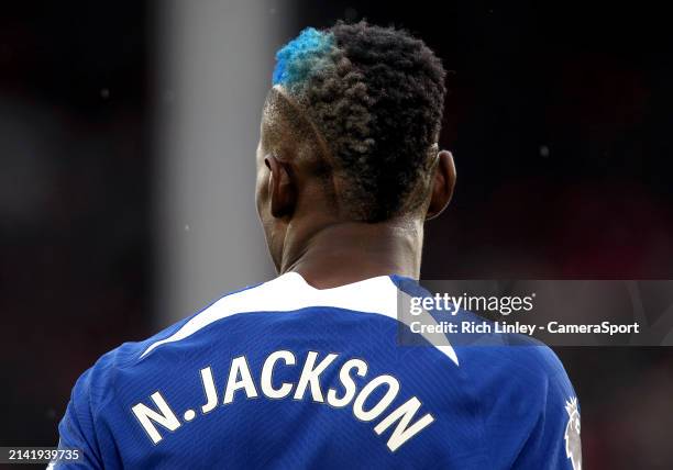 Blue hair and tramlines on the head of Chelsea's Nicolas Jackson during the Premier League match between Sheffield United and Chelsea FC at Bramall...