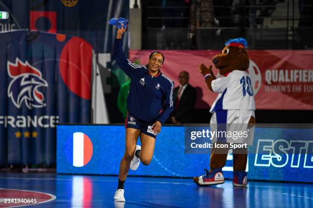 Estelle NZE MINKO of France during the Womens EHF EURO 2024 Qualifiers Phase match between France and Latvia at on April 7, 2024 in Saint-Etienne,...