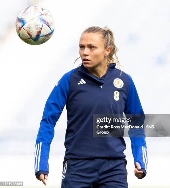 Claire Emslie during a Scotland Women's National Team training session at Hampden Park, on April 08 in Glasgow, Scotland.