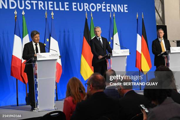 Germany's vice-chancellor and Minister of Economics and Climate Protection Robert Habeck , France's Minister for Economy and Finances Bruno Le Maire...