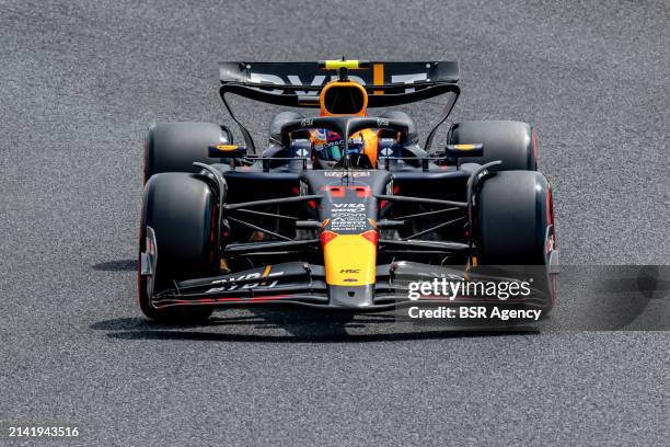 Sergio Perez, Red Bull Racing RB19 during qualifying ahead of the F1 Grand Prix of Japan at Suzuka International Racing Course on April 06, 2024 in...