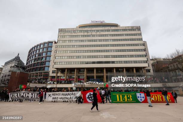 An anti-immigration demonstration gathers far-right sympathizers that shout words of action and march in the streets of Porto. Around two hundred...