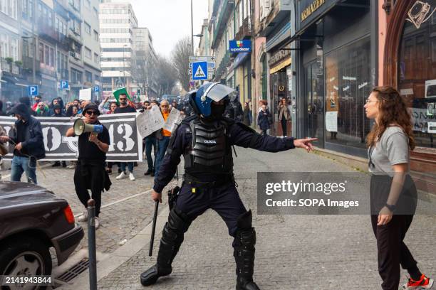 The police maintain security from possible intruders during the far-right anti-immigration march. Around two hundred far-right protesters...