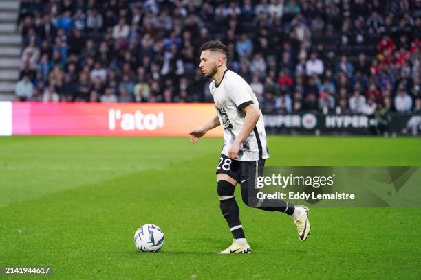 Farid EL MELALI of Angers during the Ligue 2 BKT match between Angers and Laval at Stade Raymond Kopa on April 6, 2024 in Angers, France.