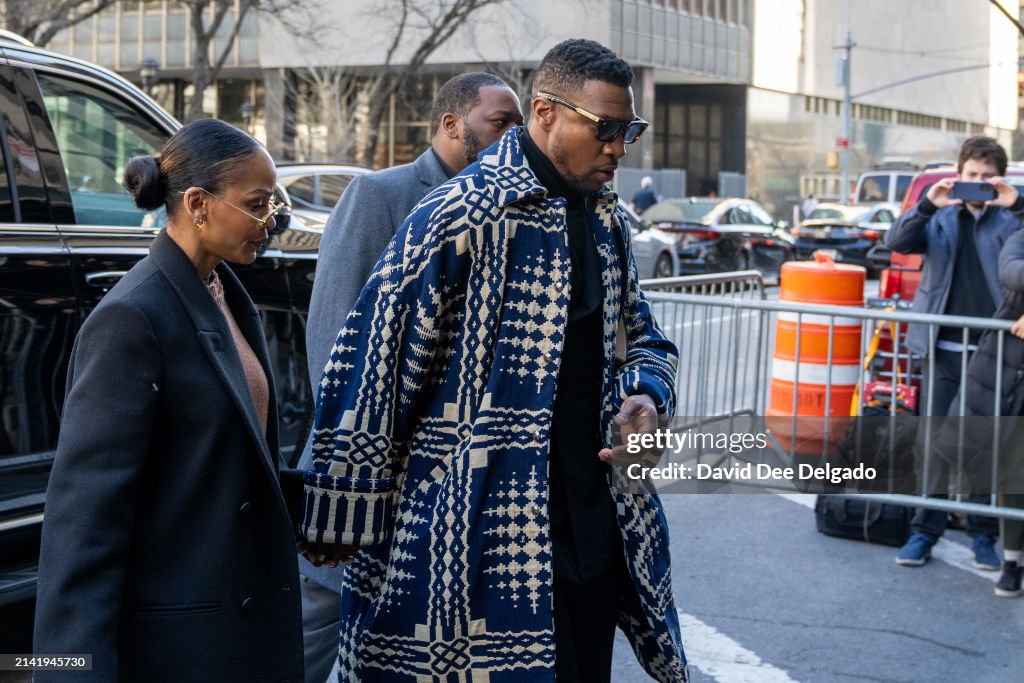 Actor Jonathan Majors Arrives For Sentencing In Domestic Abuse Case
