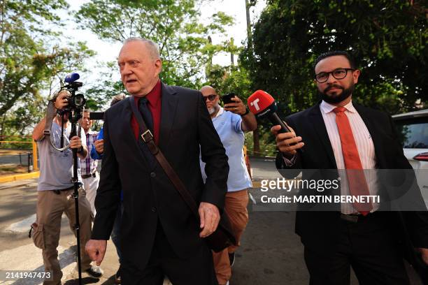 Lawyer and one of the main defendants in the Panama Paper case, Jurguen Mossack , arrives at the court of justice in Panama City on April 8, 2024. 27...