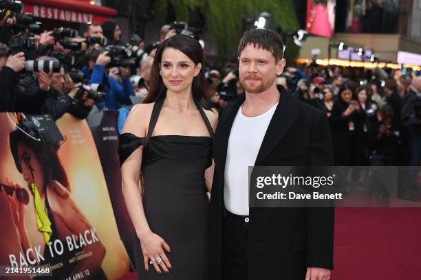 Marisa Abela and Jack O'Connell attend the World Premiere of "Back To Black" at Odeon Luxe Leicester Square on April 8, 2024 in London, England.