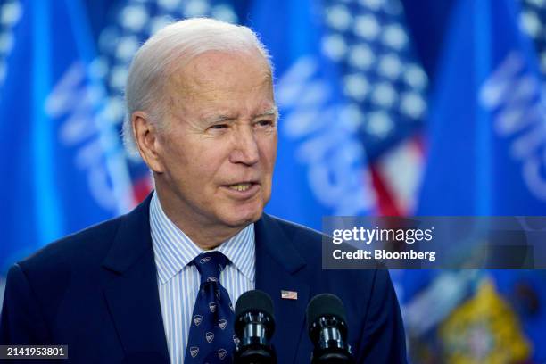 President Joe Biden speaks during an event in Madison, Wisconsin, US, on Monday, April 8, 2024. Biden's alternative student-debt relief plan could...