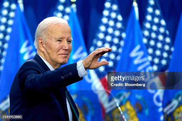 President Joe Biden during an event in Madison, Wisconsin, US, on Monday, April 8, 2024. Biden's alternative student-debt relief plan could forgive...