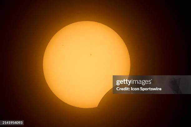 General view of the Solar Eclipse from the field at Yankee Stadium prior to the game between the New York Yankees and the Miami Marlins on April 8,...