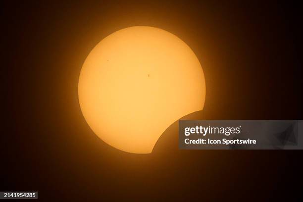 General view of the Solar Eclipse from the field at Yankee Stadium prior to the game between the New York Yankees and the Miami Marlins on April 8,...