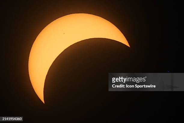 General view of the Solar Eclipse from the field at Yankee Stadium prior to the game between the New York Yankees and the Miami Marlins on April 8,...