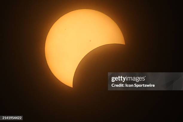 General view of the Solar Eclipse from the field at Yankee Stadium prior to the game between the New York Yankees and the Miami Marlins on April 8,...