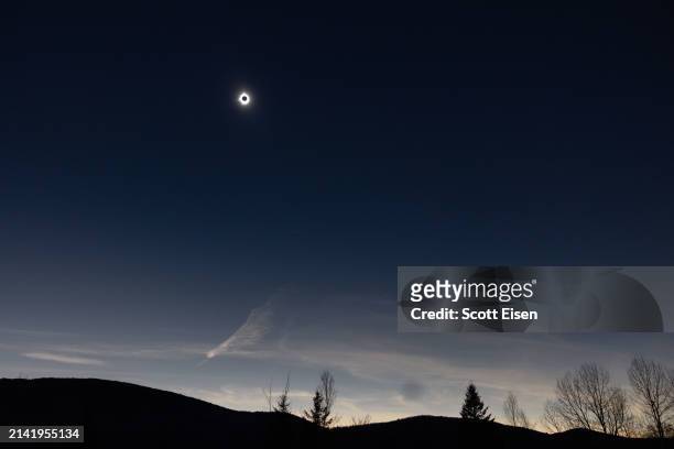 Darkness during totality of the Great North American Eclipse on April 8, 2024 in Colebrook, New Hampshire. Millions of people have flocked to areas...