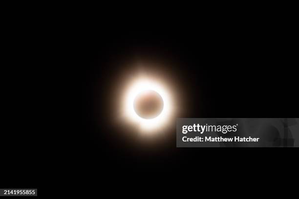 The sun and the moon align together completely during the total solar eclipse on April 8, 2024 in Wapakoneta, Ohio. Millions of people have flocked...