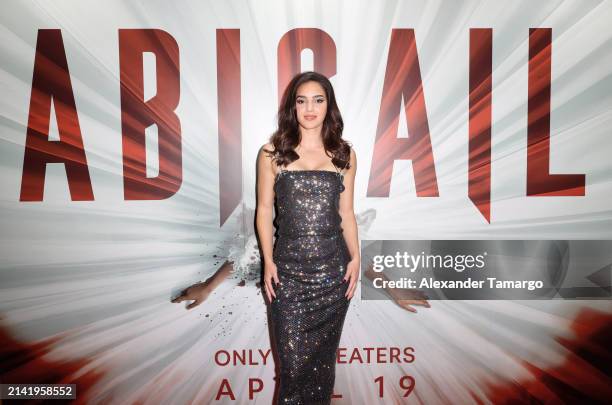 Actress Melissa Barrera is seen at the "Abigail" special screening at Silverspot Cinema - Downtown Miami on April 8, 2024 in Miami, Florida.