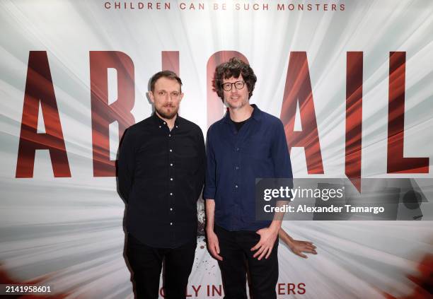Directors Matt Bettinelli-Olpin and Tyler Gillett are seen at the "Abigail" special screening at Silverspot Cinema - Downtown Miami on April 8, 2024...
