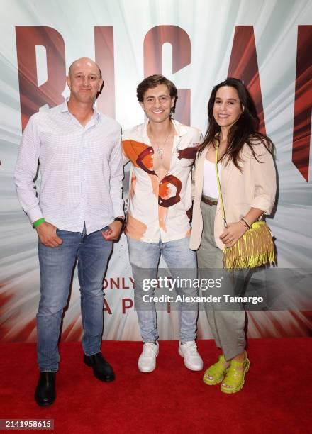 Gianni Taloni, Gonzalo Zulueta and Oded Vazquez are seen at the "Abigail" special screening at Silverspot Cinema - Downtown Miami on April 8, 2024 in...