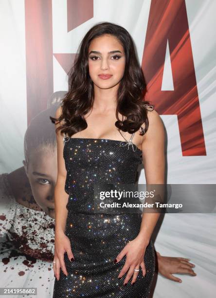Actress Melissa Barrera is seen at the "Abigail" special screening at Silverspot Cinema - Downtown Miami on April 8, 2024 in Miami, Florida.