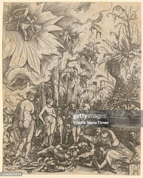 Albrecht Altdorfer , artist, Saint Jerome in the Cave, Albrecht Altdorfer , artist, Judgment of Paris, origin of the print medium: 1511, woodcut on...