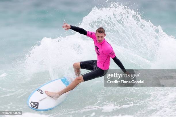 New Zealand number one Daniel Farr competes during the 2024 Aotearoa Surf Pro at Te Arai Beach on April 06, 2024 in Auckland, New Zealand.
