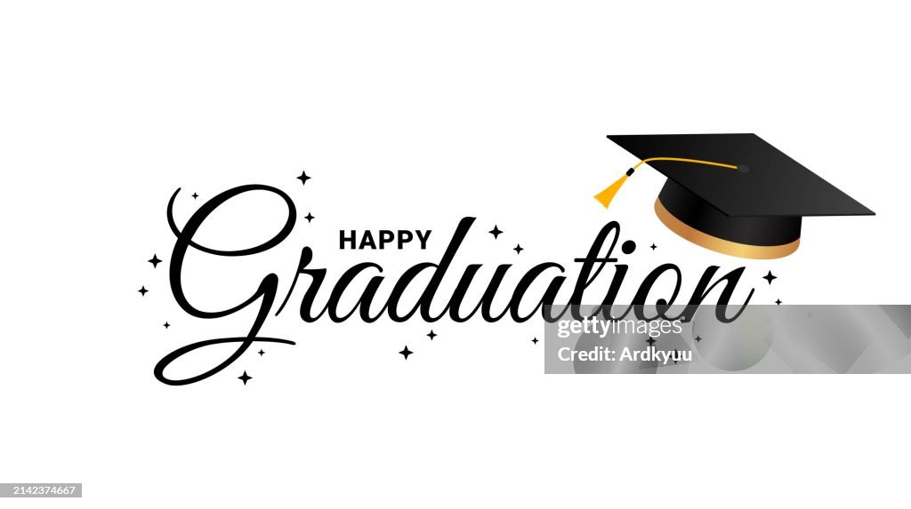 Happy Graduation Greeting Design Graduation Celebration Text Vector ...