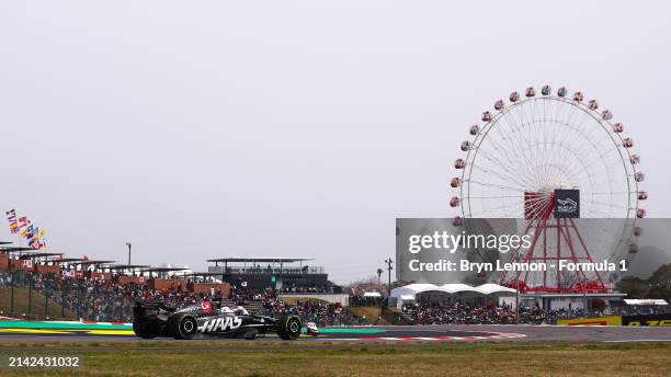 Kevin Magnussen of Denmark driving the Haas F1 VF-24 Ferrari on track during final practice ahead of the F1 Grand Prix of Japan at Suzuka...