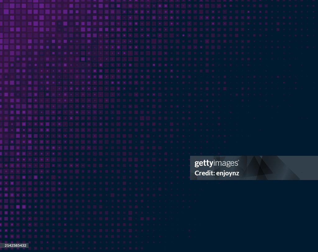 Purple halftone squares pattern background