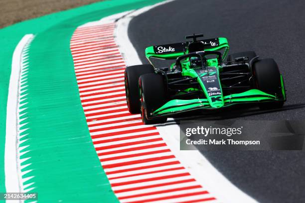 Valtteri Bottas of Finland driving the Kick Sauber C44 Ferrari during final practice ahead of the F1 Grand Prix of Japan at Suzuka International...