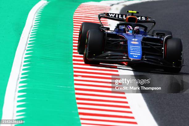 Logan Sargeant of United States driving the Williams FW46 Mercedes on track during final practice ahead of the F1 Grand Prix of Japan at Suzuka...