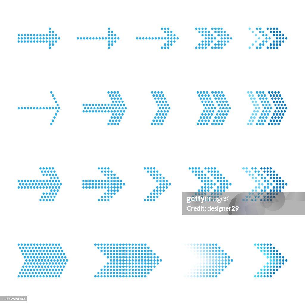 Dotted Arrows Icon Set Vector Design.