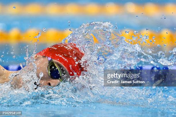 Daniel Cox of Birmingham University competes in the Men's 800m Freestyle - Heat 1 during day five of the British Swimming Championships 2024 on April...