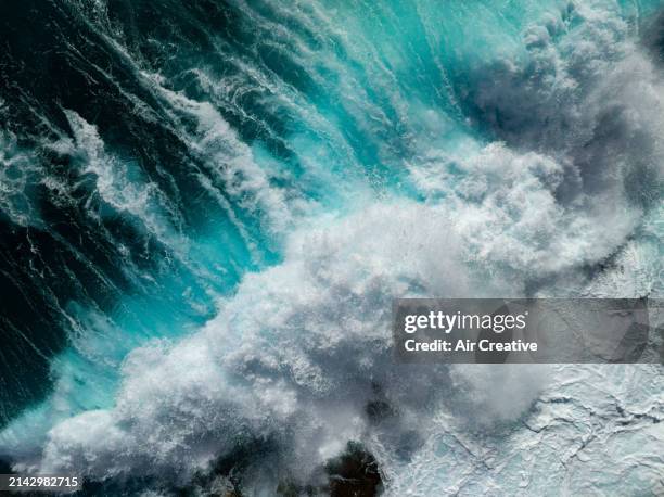 top-down aerial view of breaking waves, alpes-maritimes, france - air france stock pictures, royalty-free photos & images