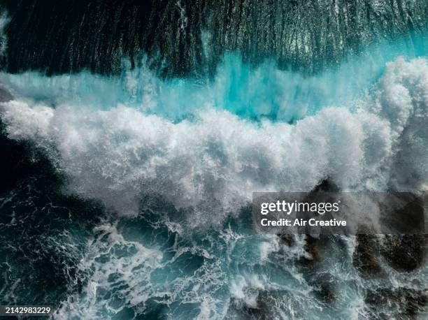 drone image of breaking waves, mediterranean sea, france - air france stock pictures, royalty-free photos & images