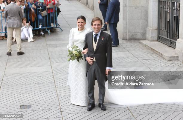 Teresa Urquijo and José Luis Martínez Almeida pose after the wedding of José Luis Martínez Almeida, major of Madrid, and Teresa Urquijo at the church...