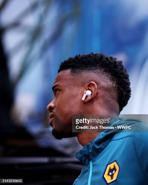 Nelson Semedo of Wolverhampton Wanderers arrives at the stadium ahead of the Premier League match between Wolverhampton Wanderers and West Ham United...