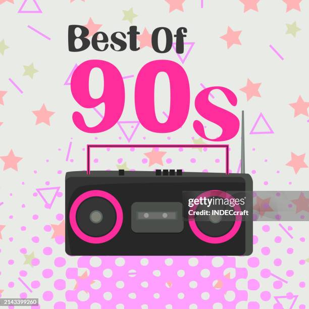 90s retro tape recorder background - radio studio stock illustrations