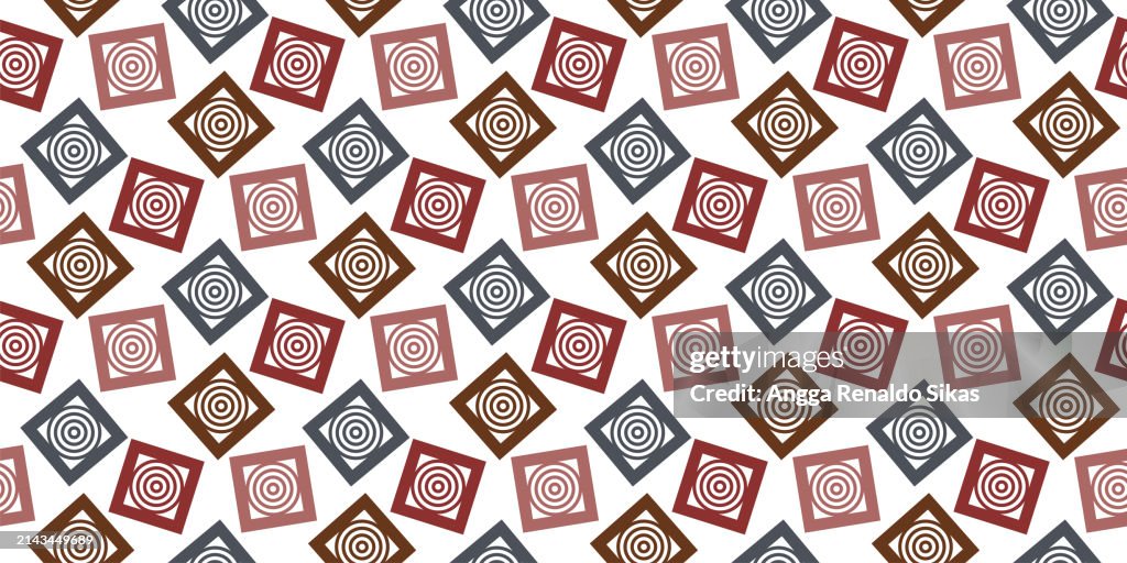 Multi Colored Radial Circle Lines In Square Shape Flat Design Seamless ...